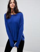 Blend She Jessie Off Shoulder Knit Sweater - Blue