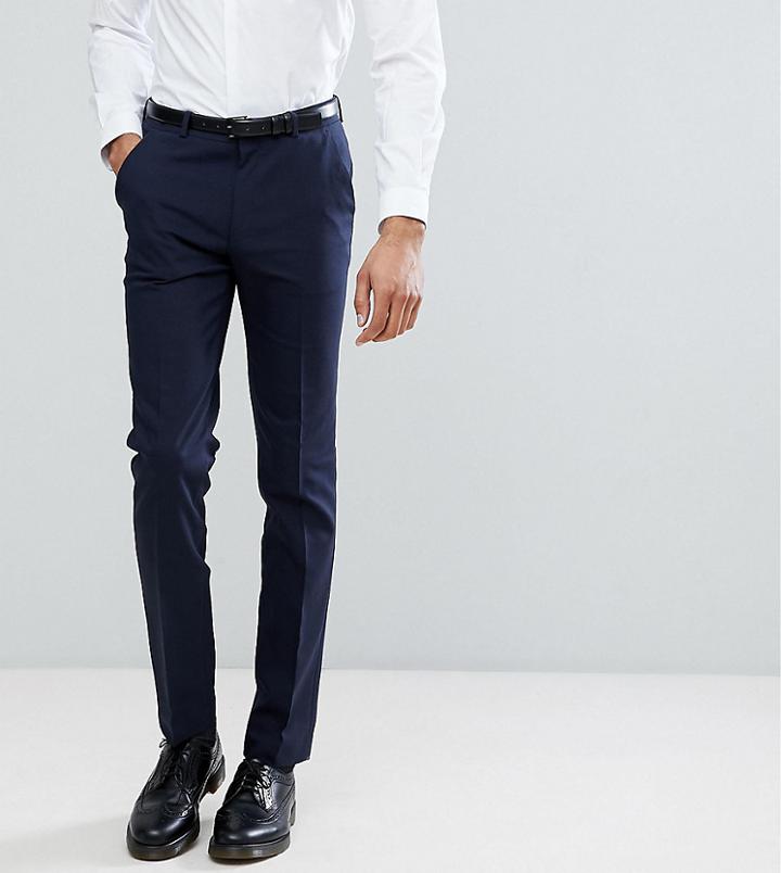 Asos Tall Wedding Skinny Suit Pants In Navy - Navy