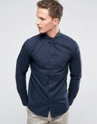 Selected Homme Long Sleeve Smart Shirt With Button Down Collar With Allover Print - Navy