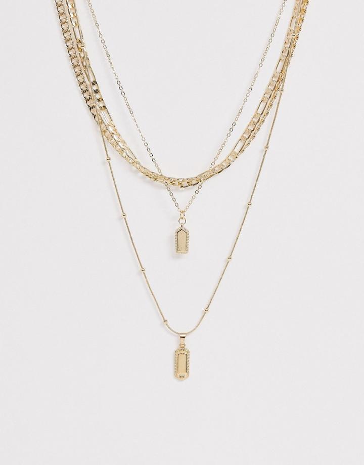 Pieces Multi Chain Pendant Necklaces In Gold - Gold