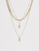 Pieces Multi Chain Pendant Necklaces In Gold - Gold