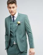 Asos Wedding Skinny Suit Jacket In Pine Green - Green