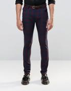 Asos 5 Pocket Skinny Pants In Red Check - Red