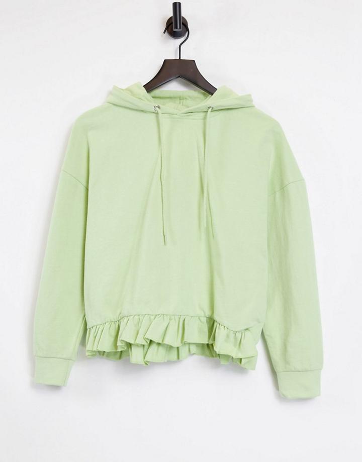 Influence Set Ruffle Hem Hoodie In Green