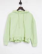 Influence Set Ruffle Hem Hoodie In Green