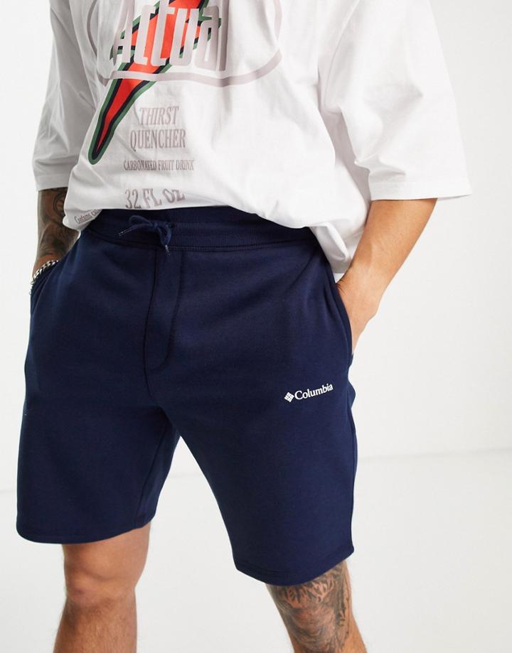 Columbia Logo Fleece Shorts In Navy