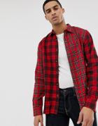 Hymn Patchwork Check Shirt-red