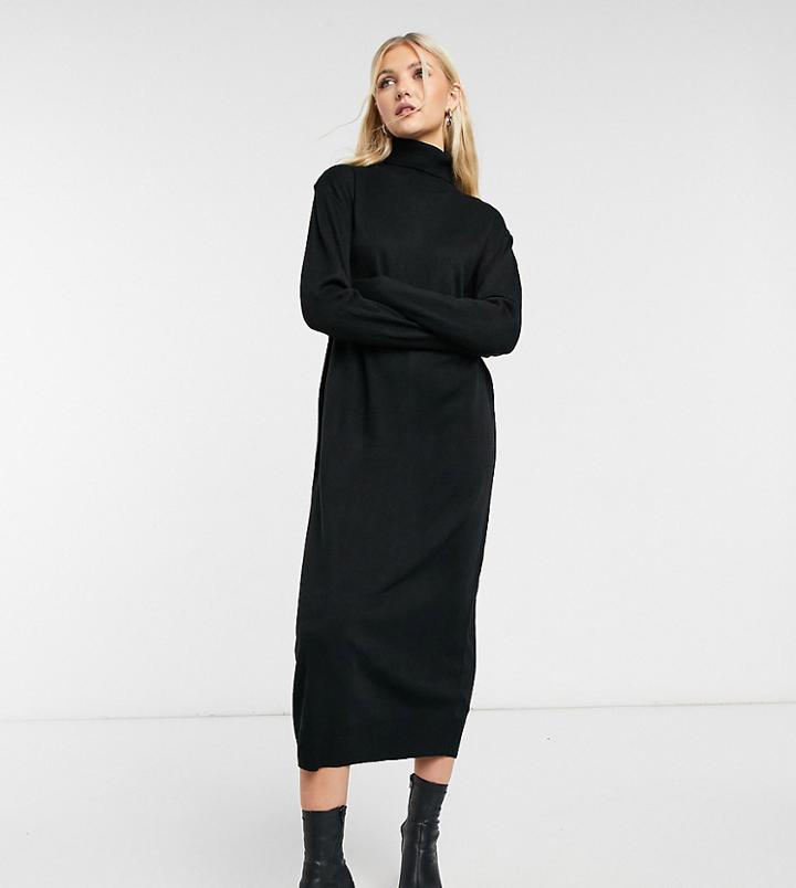 Collusion Roll Neck Sweater Dress In Black