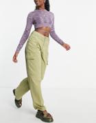 Asos Design Oversized Cargo Pants In Sage-green
