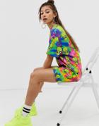 Jaded London Oversized T-shirt Dress In Tie Dye & Alien Graphic-multi