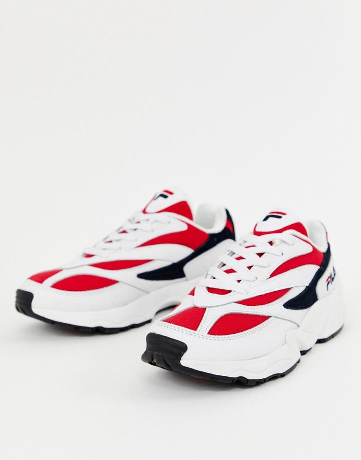 Fila White Red And Navy Venom Sneakers - White