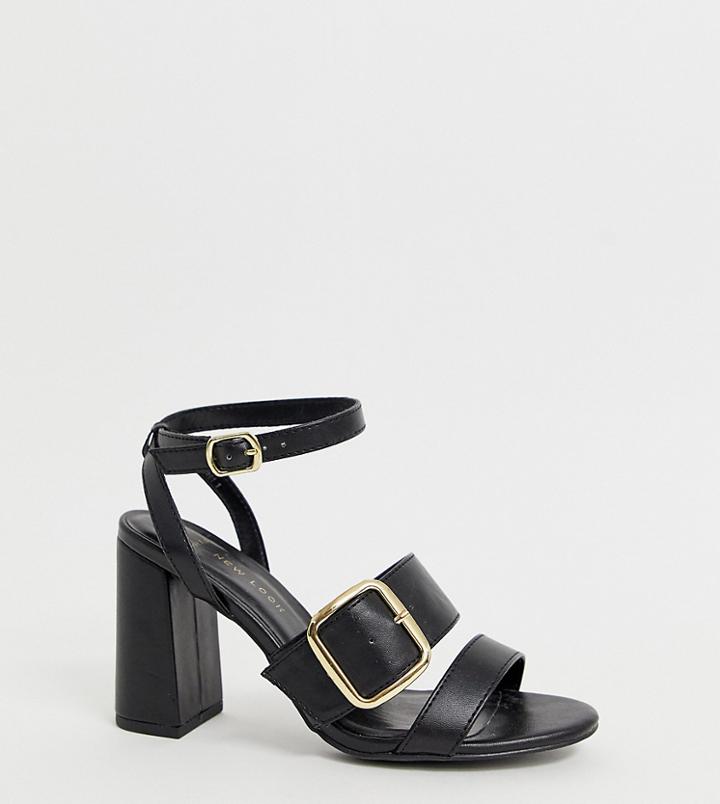 New Look Wide Fit Buckle Detail Sandal In Black - Black
