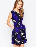 Closet Floral Flared V-back Skirt Dress - Multi