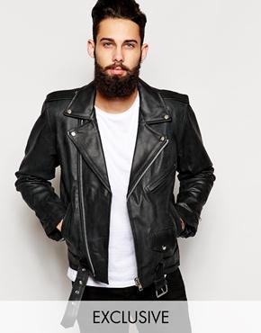 Reclaimed Vintage Leather Biker Jacket - Black