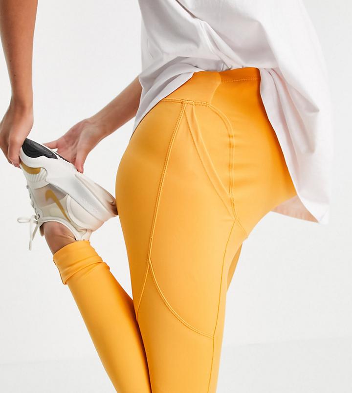 Asos 4505 Maternity Icon Legging With Bum Sculpt Seam Detail And Pocket-orange