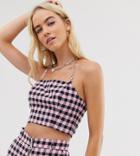 The Ragged Priest Gingham Bandeau With Chain Halter Neck Two-piece - Pink
