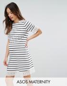Asos Maternity Stripe Dress With Lace Trim - Multi