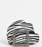 Glamorous Exclusive Waist And Hip Jeans Belt In Zebra With Embellished Buckle-multi