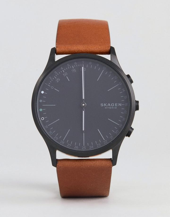 Skagen Connected Skt1202 Jorn Leather Hybrid Smart Watch In Tan - Tan