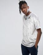 Asos Oversized T-shirt In Crushed Velour With Moth Embroidery - Silver