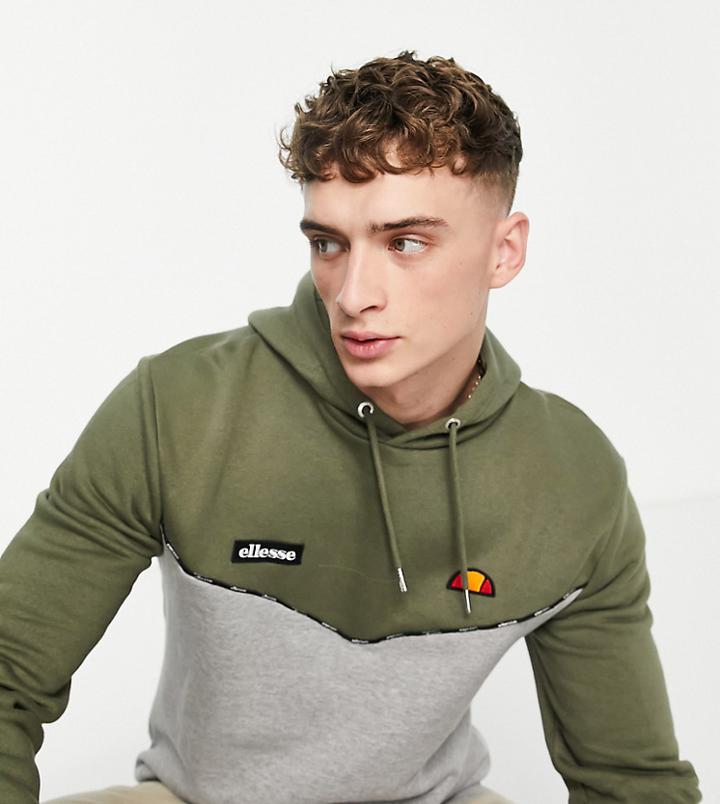 Ellesse Color Block Hoodie In Gray And Khaki Exclusive To Asos-grey