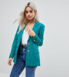 Asos Petite Tailored Mansy Blazer With Gun Metal Buttons-green