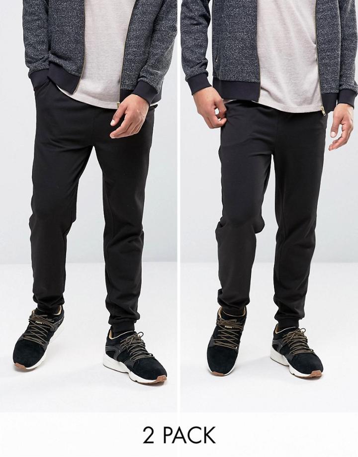 Asos Lightweight Skinny And Drop Crotch Jogger 2 Pack - Multi