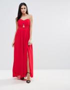 Little Mistress Cut Out Bandeau Maxi Dress - Red