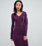 Brave Soul Tall Sweater Dress With V Neck - Purple
