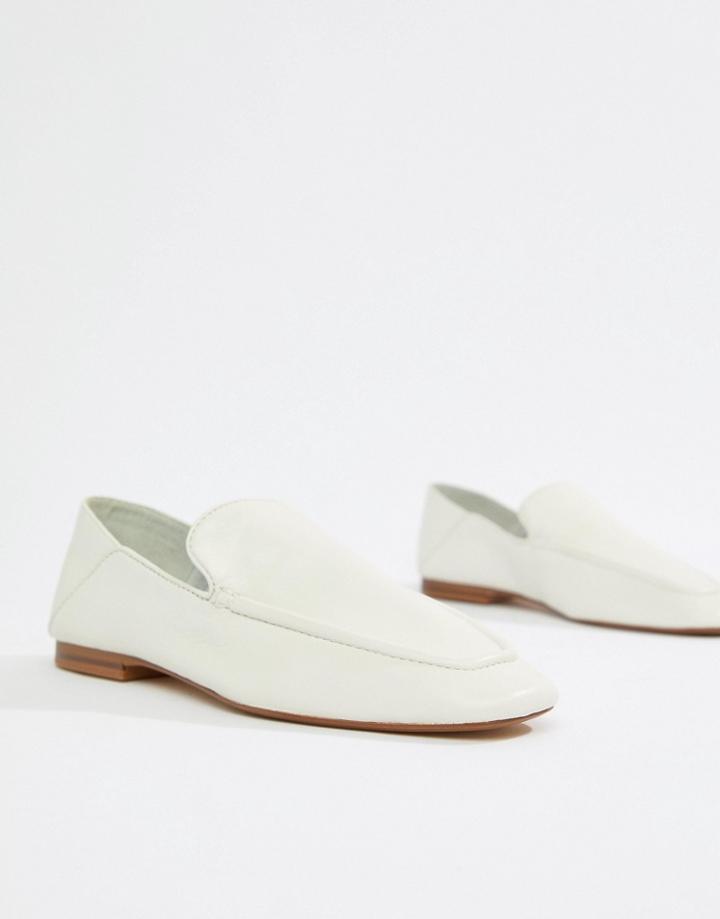 Mango Soft Leather Loafer In White - White