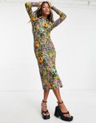 Only Midi Shirt Dress In Retro Floral-multi