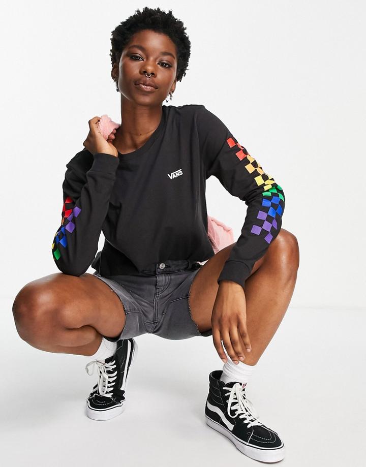 Vans Pride Check Long Sleeve T-shirt In Black