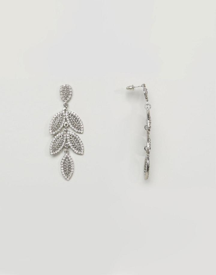 True Decadence Statement Leaf Drop Earrings - Silver