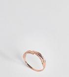 Asos Rose Gold Plated Sterling Silver Feather Ring - Copper