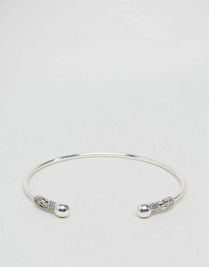 Asos Etched Open Cuff Bracelet - Silver