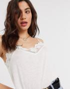 Vila Cami Top With Lace Detail In White