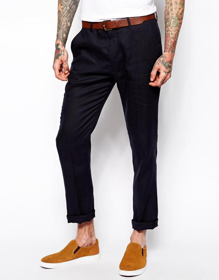 Asos Slim Fit Smart Pants In Linen