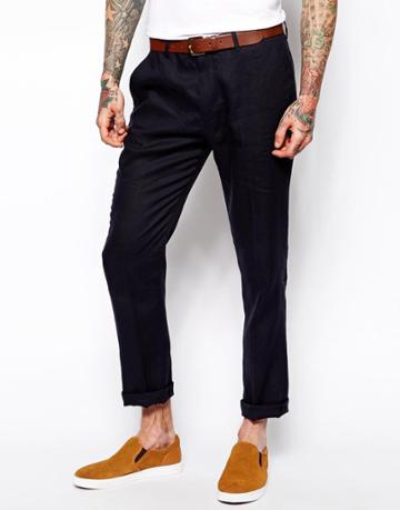 Asos Slim Fit Smart Pants In Linen