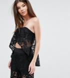 Love Triangle Going Out Lace Crop Top - Black