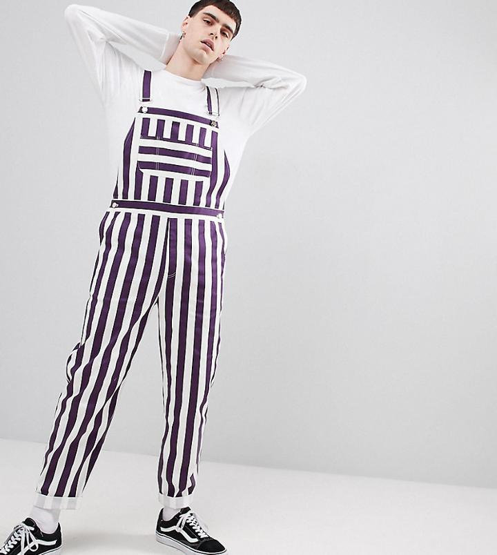 Reclaimed Vintage Inspired Stripe Overall - Black