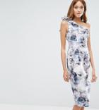 Asos Tall One Shoulder Floral Midi Dress - Multi