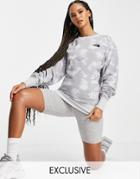 The North Face Oversized Essential Sweatshirt In Gray Tie Dye Exclusive At Asos-grey