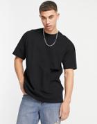 Topman Oversized Fit Panel T-shirt In Black
