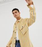 Collusion Utility Pocket Shirt In Bushed Twill Stripe - Yellow