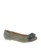 Park Lane Leather Ballet Pump With Print - Gray