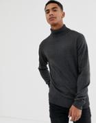 French Connection Plain 100% Cotton Roll Neck Sweater-gray