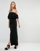 Keepsake Two Fold Maxi Dress With Center Split - Black