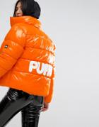 Puffa Original Oversized Jacket With Back Logo Print - Orange