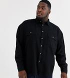 Asos Design Plus Oversized Organic Denim Shirt With Double Pockets In Black