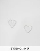 Asos Sterling Silver Heart Hoop Earrings - Silver